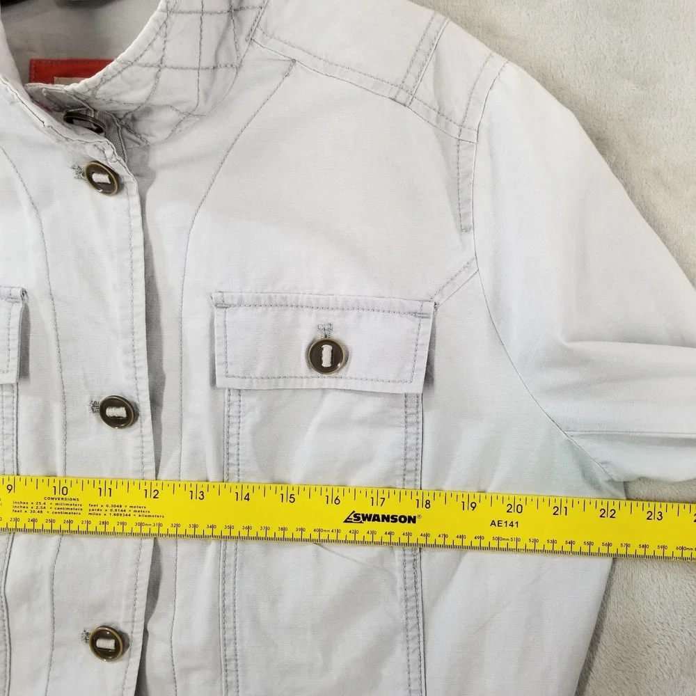 Eddie Bauer Ripstop Chore Jacket High Neck Pockets Utility Women's Tall XL Faded